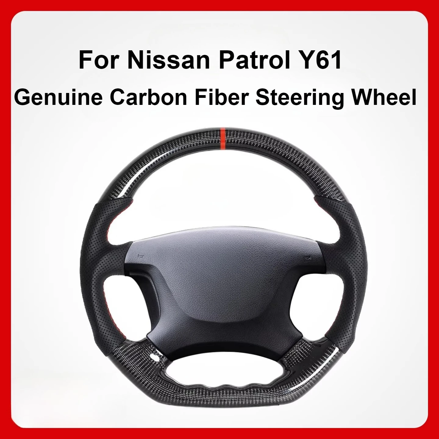 For Nissan Patrol Y61 Car 2013 Car Real Carbon Fiber / Peach Wood + Leather Steering Wheel Modified Replacement Accessories