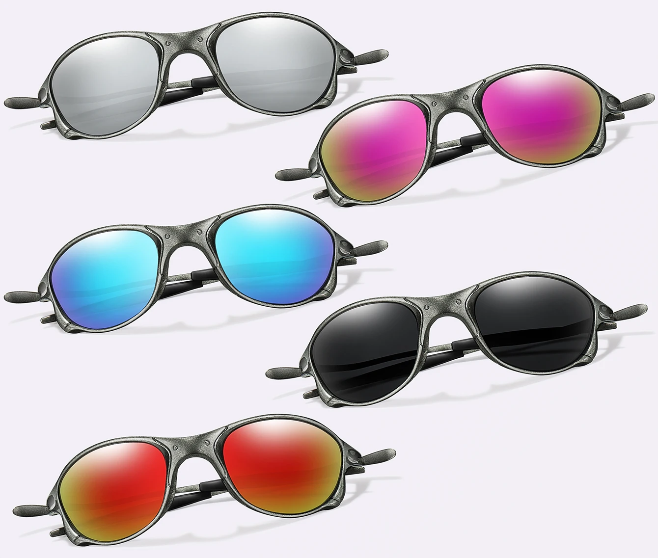 1 und 5 Paar Unisex-Angel-Sonnenbrillen mit Metallrahmen, UV-Schutz für Outdoor-Sportarten, Radfahren, Laufen, Wandern, Fahren – Detail 2