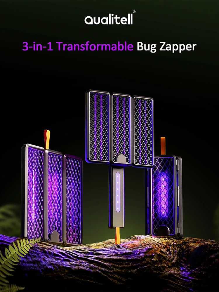 

4 In 1 Foldable Electric Mosquito Swatter Killer 3000V Fly Swatter Trap USB Rechargeable Mosquito Racket Insect Killer Bug Zappe