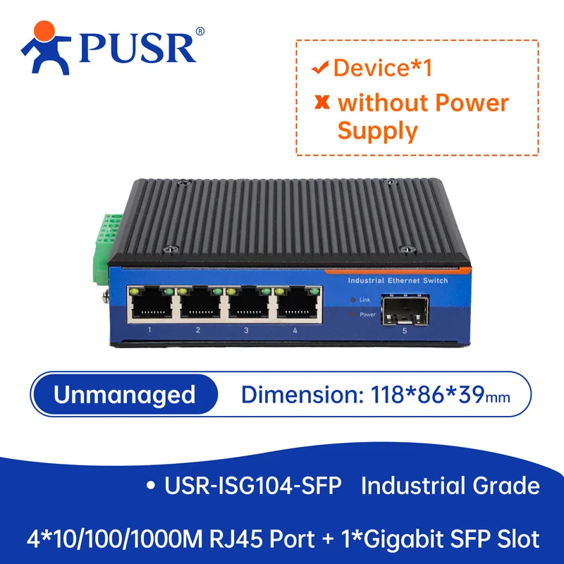 Portas 1SFP 4/8 RJ45 com série USR-1SFP do interruptor industrial de 10/1001000Mbps Gigabit Ethernet
