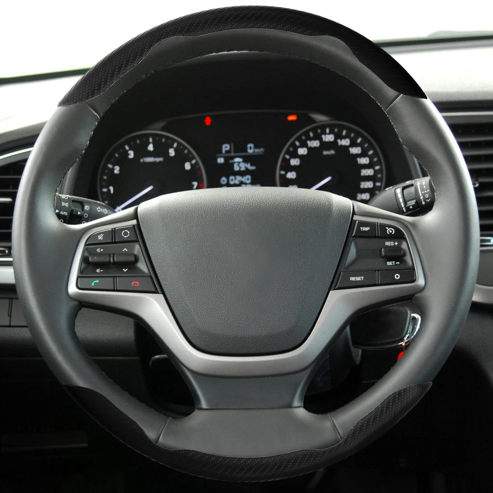 

PLAFOPE 3pcs Carbon Fiber Steering Wheel Cover Non Grip for Car Truck Interior Auto Accessory