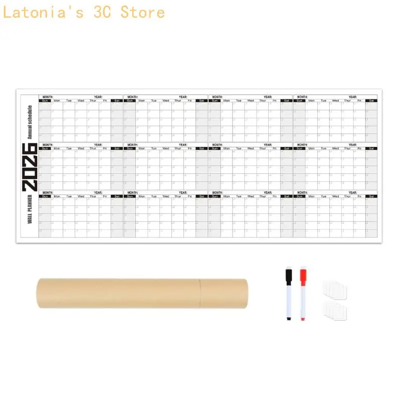 2026 Kalender mit Ganzjahresansicht, Wandplaner, 100 x 42 löschbarer Wandkalender, Jahresplaner für die tägliche Planung – Detail 8