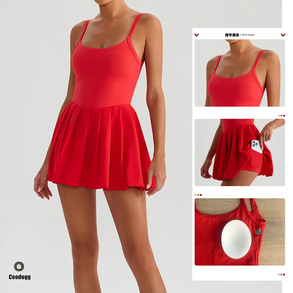 وسادة المرأة تنس اليوغا مجموعة قطعة واحدة فستان رياضة الغولف الريشة Skorts مكافحة السراويل رياضية ملابس نشطة فستان رقص XP123