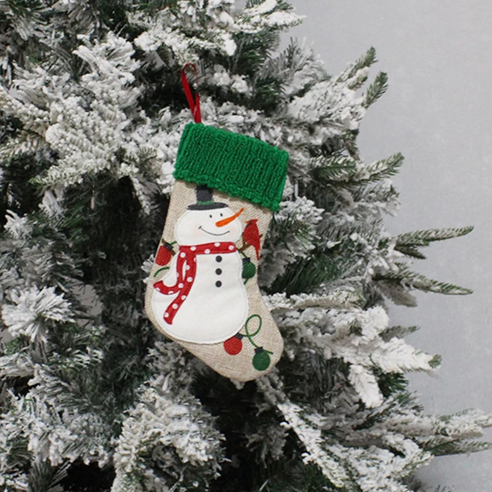 

2pcs Christmas Tree Hanging Decor Xmas Stocking Sock Ornaments Cartoon Cloth Party Holiday Decorative Pendant Supplies
