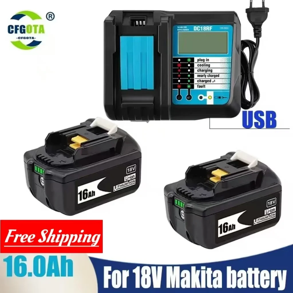 

BL1860 Rechargeable Battery 18V 16000mAh Lithium ion for Makita 18v Battery BL1840 BL1850 BL1830 BL1860B LXT 400+charger