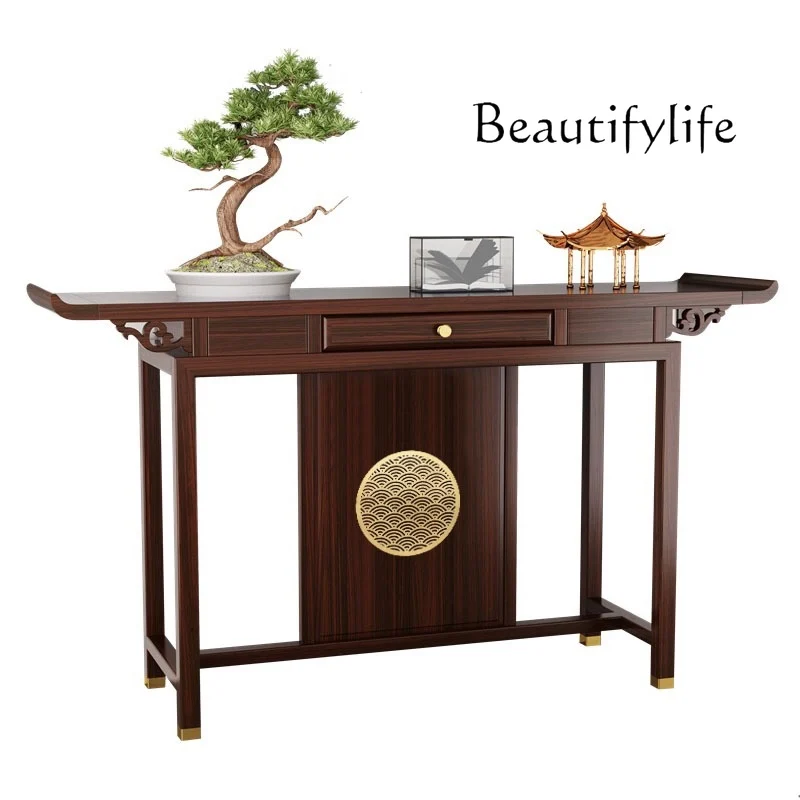 Chinese-Style Entrance Console Tables Middle Hall Altar Altar Lobby Warped Head Wall a Long Narrow Table Side View Sets