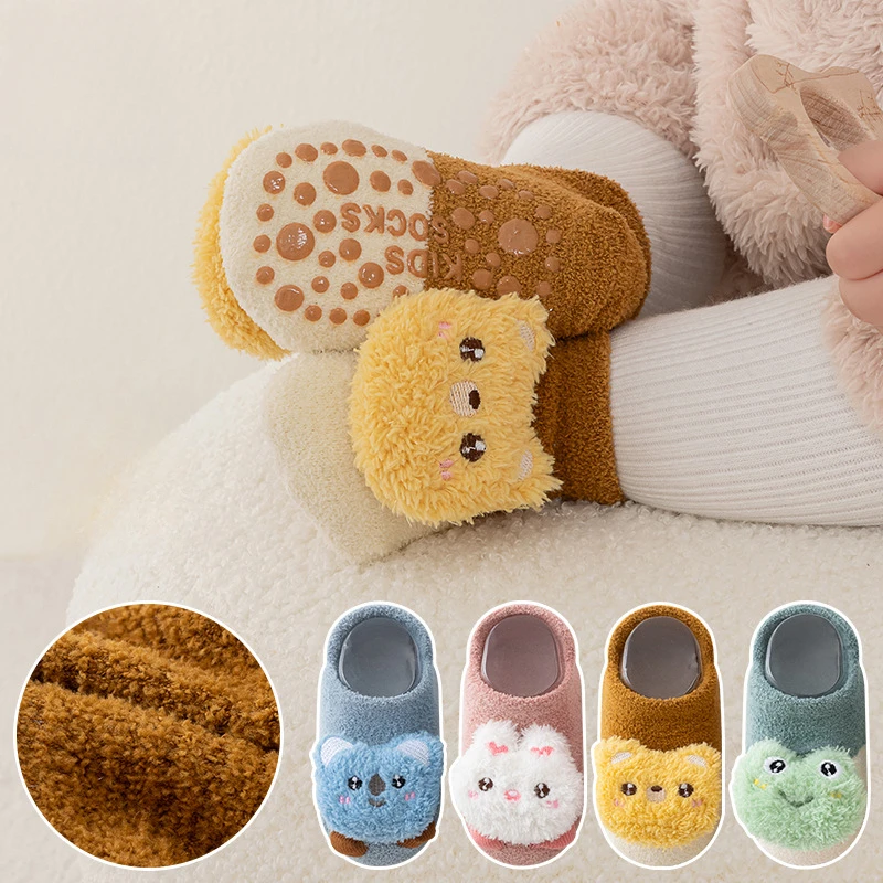 Cute Bear Doll Baby Sock Cartoon Infant Short Sock Soft Cotton Breathable Toddler Sockken Rubber Bottom Anti-slip Floor Sox