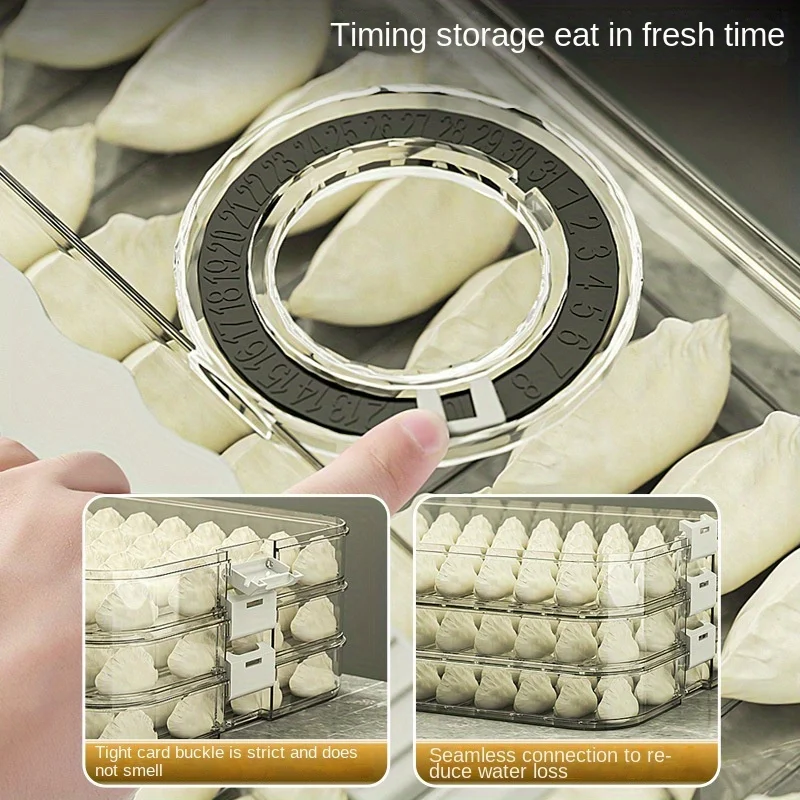 Dumpling Storage Box, Large-capacity Multi-layer Freezer Quick- Food Storage Refrigerator Sealed Storage Box