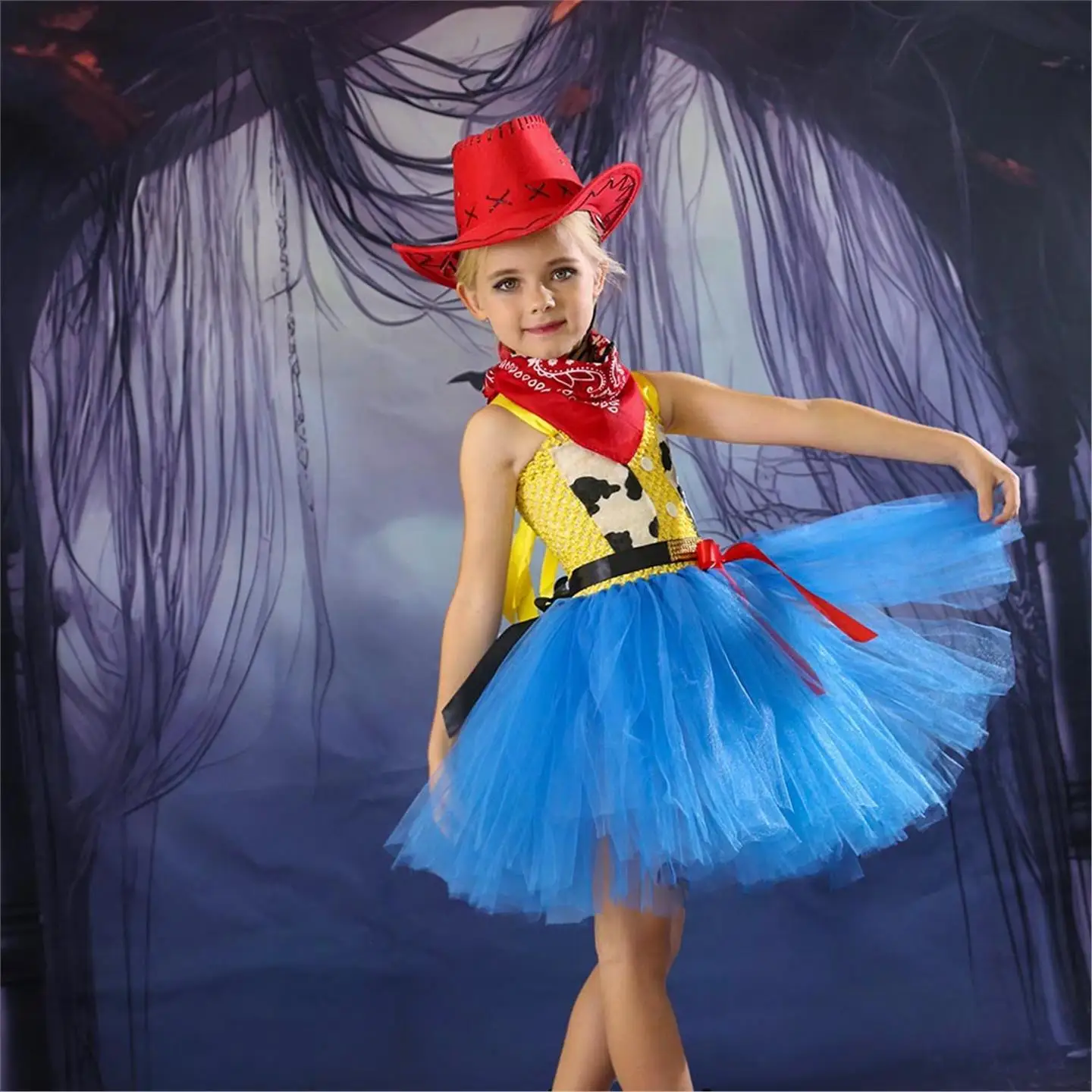 ชุดกระโปรงคาวบอยเด็ก Princ Skirt Costume Toy S Hossidy สำหรับวันฮาโลวีน กระโปรงพองสไตล์จีน ทำจากวัสดุ PU สำหรับเล่นบทบาทสมมติ
