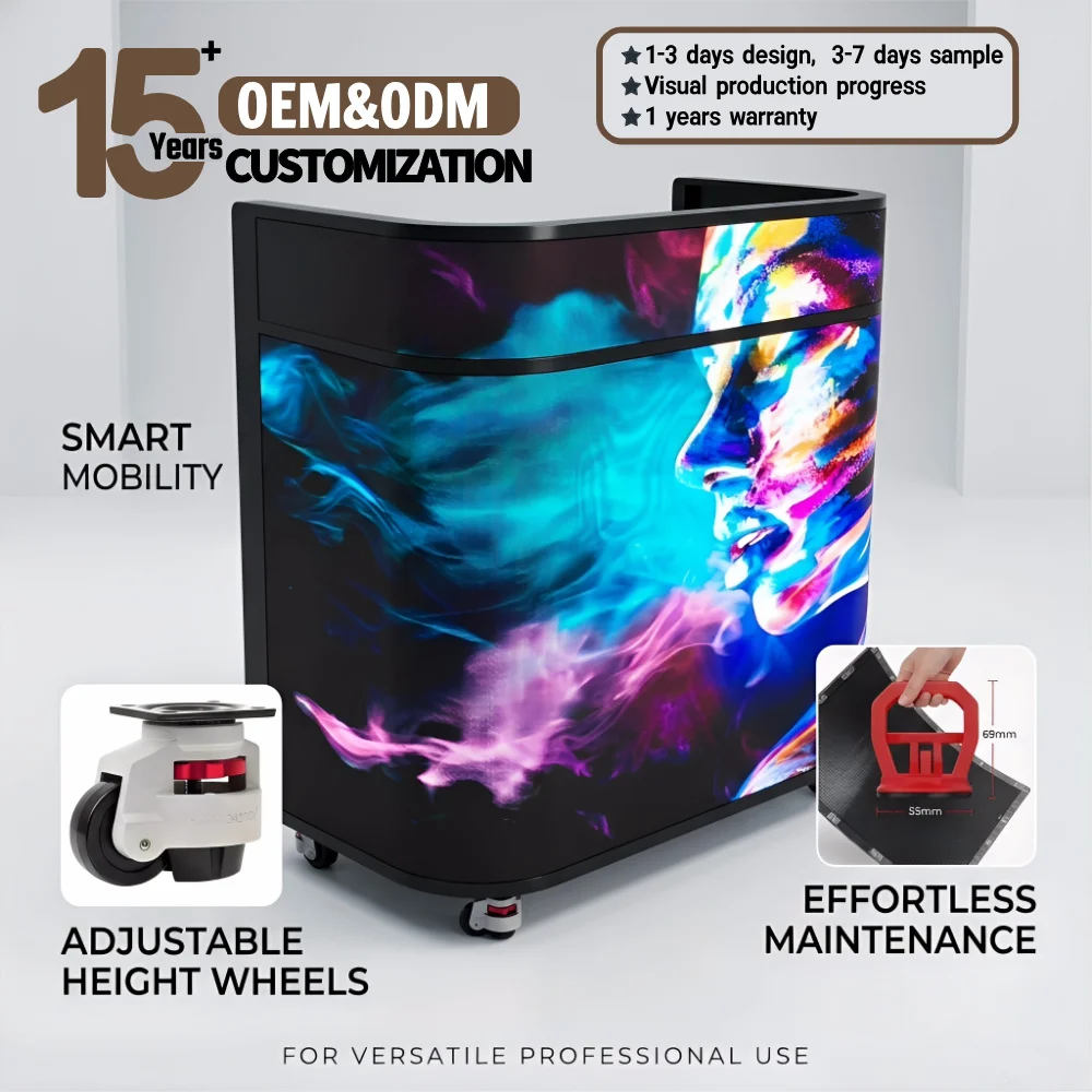 Led Screen Dj Facade Portable Mobile Table 3d Dj Booth Console Sale Customizable Flexible Panels