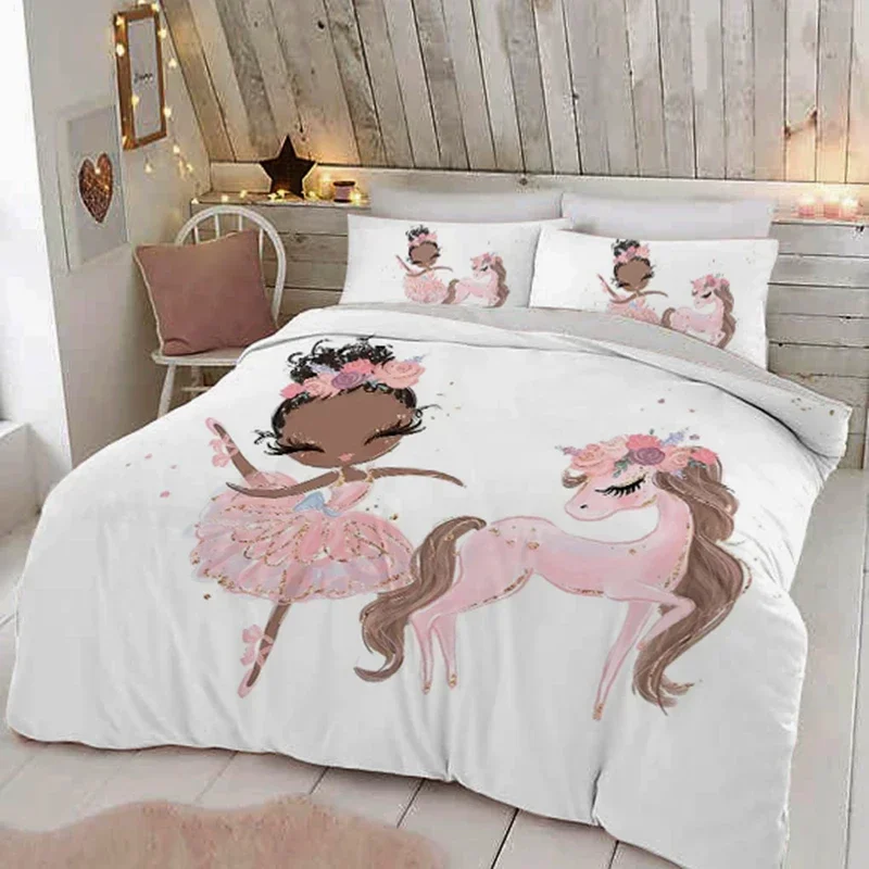 Lovely Princess kids Bedding Set 150x200 Castle Duvet Cover Pillowcase Bed Cover For Girls Twin Single Size Quilt Cover 200x200