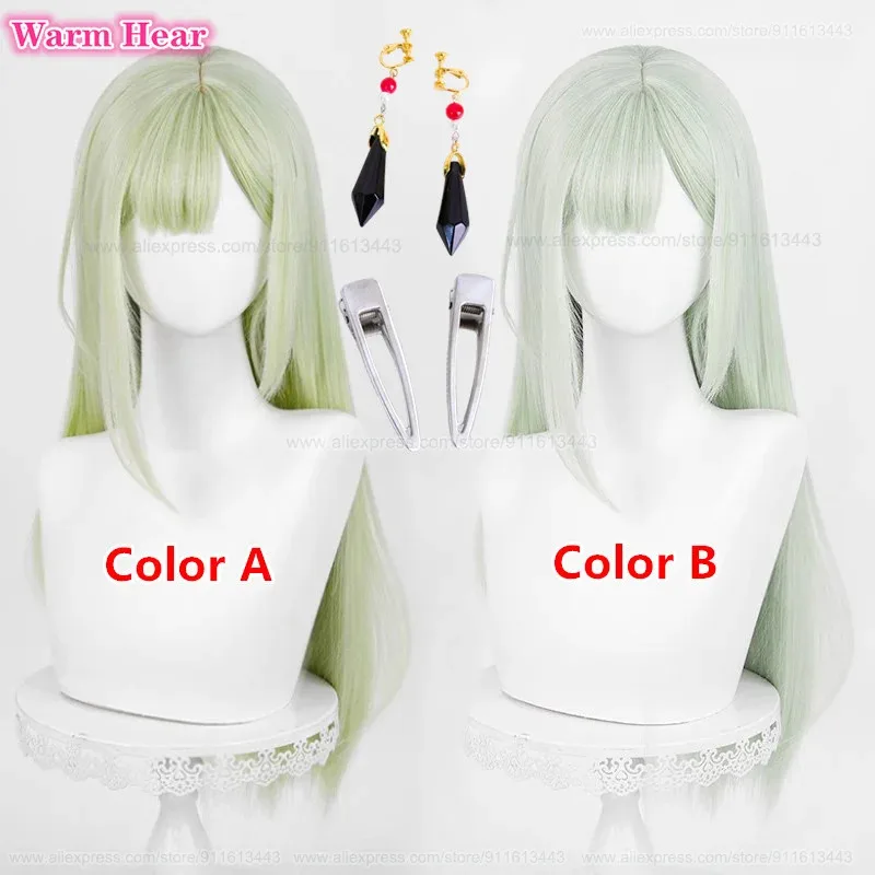 

qq28LQ66 см длинный синтетический парик Mutsumi Wakaba светло-зеленый прямые термостойкие волосы Хэллоуин косплей аниме парики + W