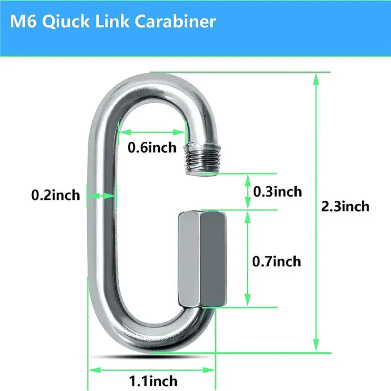 【STOCK】30PCS M6 Quick Links Chain Links Connector Carabiner Clips,Screw Lock Oval Locking Carabiner for Safety Chain Hammock