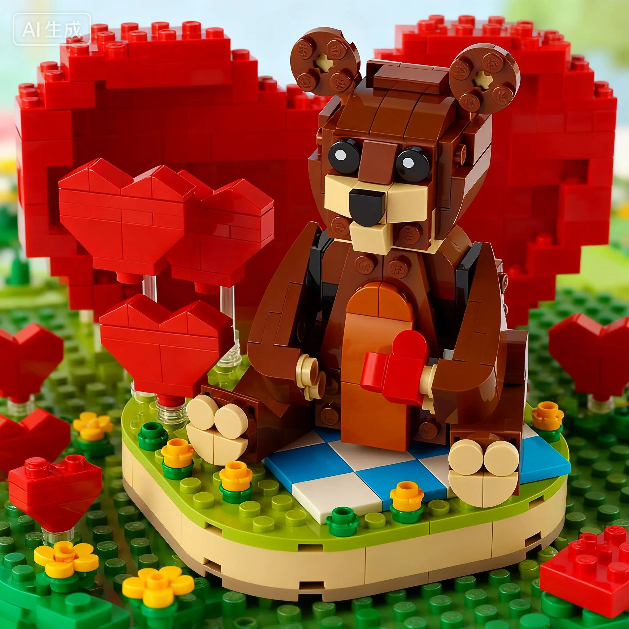 Lego Block tête carrée série 40462 saint valentin petit ours garçons et filles Puzzle blocs de construction jouet cadeau