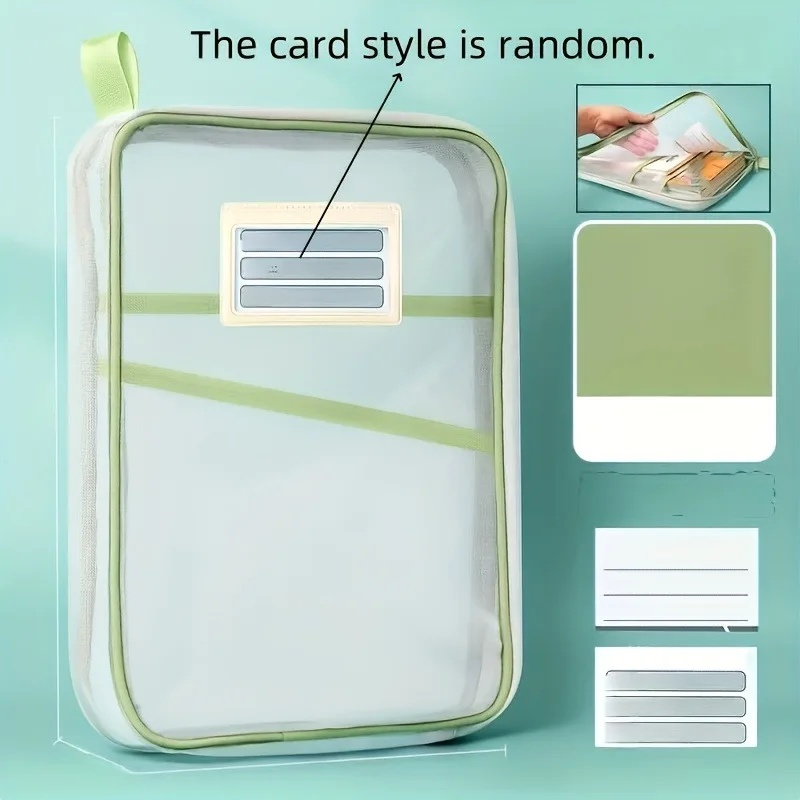 A4-Aktentasche mit Reißverschluss, Nylon-Dokumentenaufbewahrung, drei Schichten, dicker Netzstoff, transparente Tasche für Bücher, Büro, Studentenbedarf