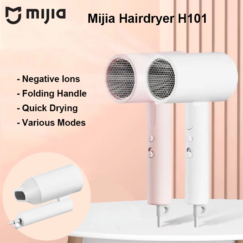 

Фен Mijia H101 - 220В, складная ручка, с отрицательными ионами, защита волос, быстрая сушка, портативный, для дома/путешествий