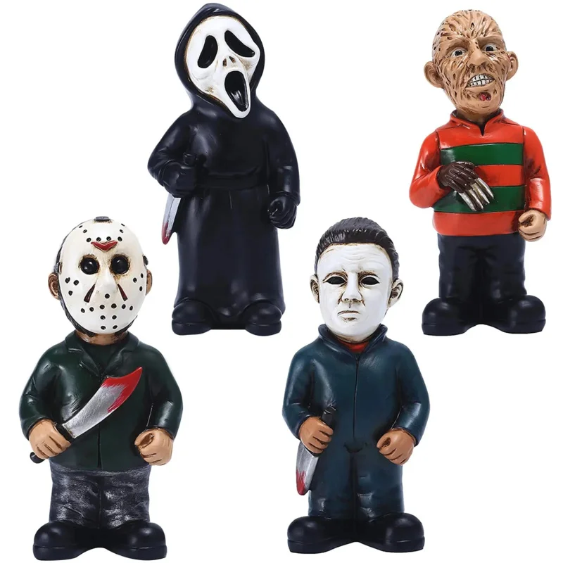 Horror Movie Garden Gnomes Decoration Outdoor Statue Nightmare Jason Michael Myers Figurines Lawn Decor Halloween Decorations