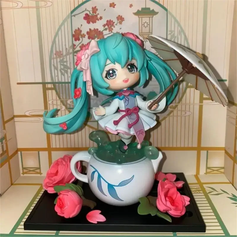 

Hatsune Miku Hold Umbrella Flower Weaving Action Figure Q Version Anime Figure Hatsune Miku Collection Model PVC Statue Toy Gift