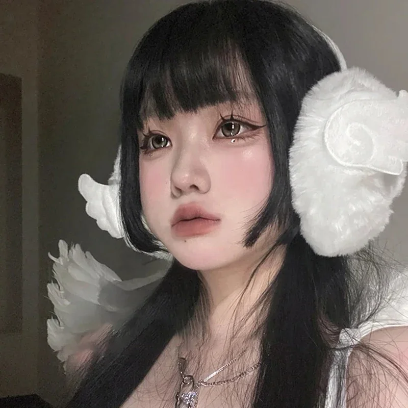 Y2K Angel Wing Morbido Peluche Orecchio Mantieni Più Caldo Paraorecchie Invernali Per Le Donne Esterno Paraorecchie Protezione Copri Orecchio