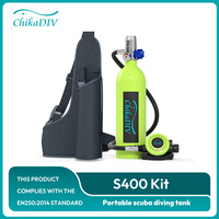 CHIKADIV C400 Mini Scuba Tank Oxygen Cylinder Refillable 1L Capacity Diving Gear Diver Portable Diving Snorkeling Equipment