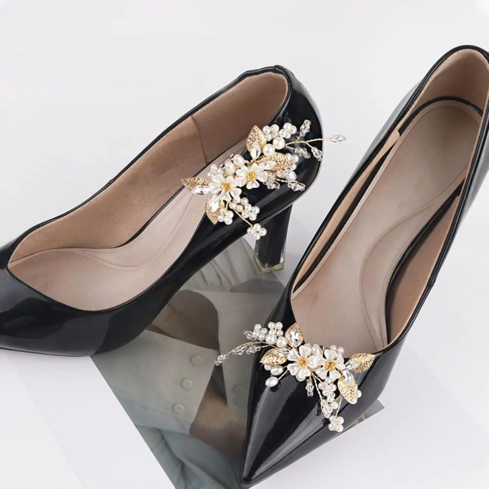 

1Pair Detachable Wedding Shoes Accessories Flower Pearl Beads High Heels Shoe Buckle Rhinestone Decoration DIY Shoes Charms