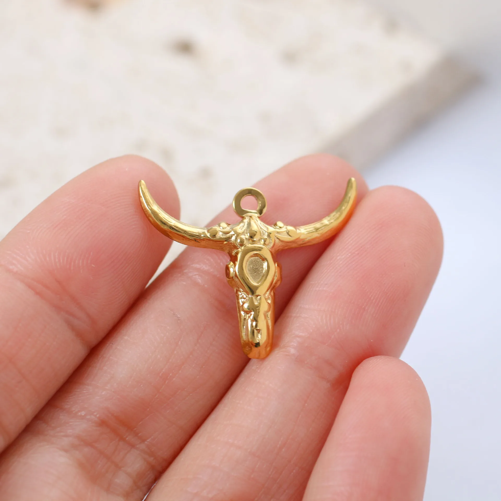 3pcs Bull Head Charms Personality Animal Stainless Steel Pendants DIY Necklace Bracelet Jewelry Makings Findings Accessories