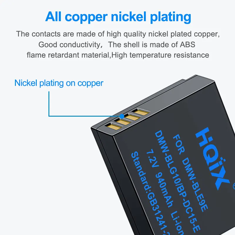 HQIX for Panasonic DMC-TZ85 TX1 LX100 GX85 GF6 GX7 ZS110 DC-TZ90 GX9 ZS220 ZS70 Camera DMW-BLG10 Charger Battery