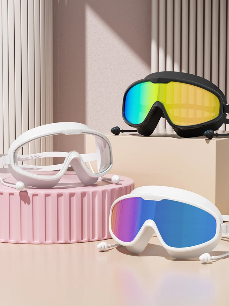 Swimming Goggles Big Frame Swimming Goggles Big Frame HD Wide View Anti-Fog UV Protection Swimming Goggles for Adults No Leaking
