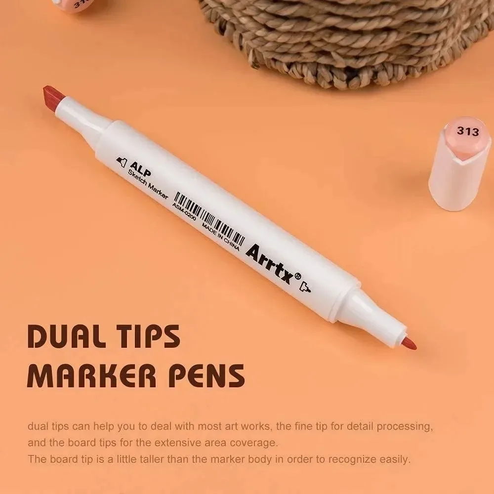 Arrtx 36 Colors Alcohol Marker Pen Skin Tone Markers ALP Dual Tips for Coloring Portrait Design Comic Anime Illustration Card
