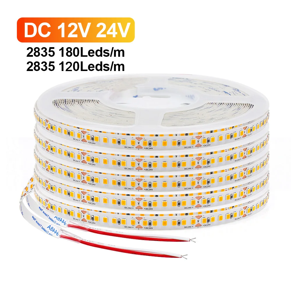 

12V 24V 2835 LED Strip Light 5m 10m Flexible Led Tape Lamp Hight Brightness 120 180 LEDs Lighting Home Decoration 13 Colors