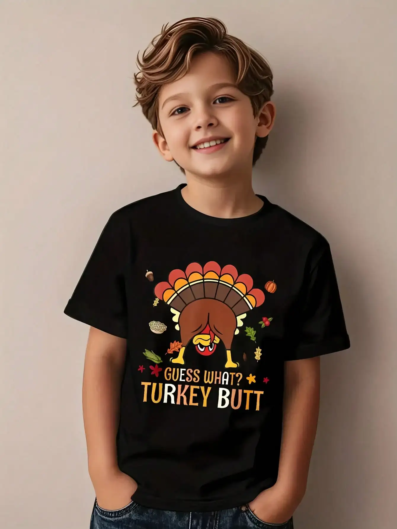 

2025 New Kids Funny Thanksgiving T-Shirt,Kid Casual Graphic T Shirt Teen Girl Clothes Cotton Tween Clothing for Boys and Girl