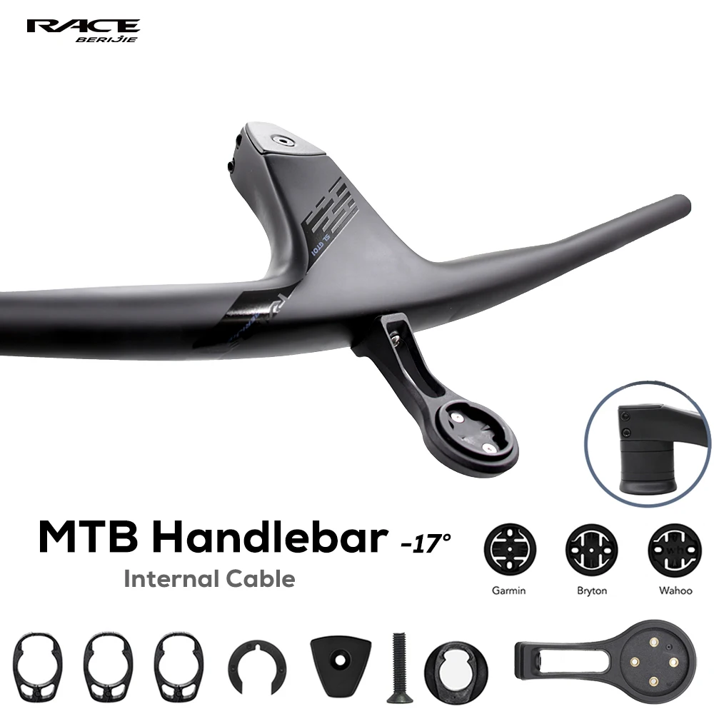 

RACE Full Internal cable Integrated MTB Handlebar,-17° Integrated Cockpit,Carbon Fibre XC Cross Bike Handlebar With Spacers