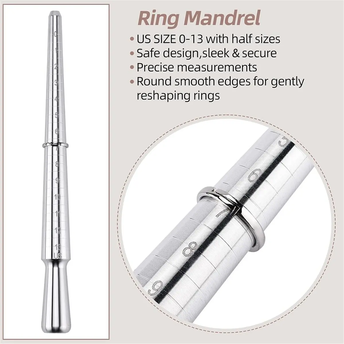 

2026 Новый измерительный инструмент для измерения размера кольца, оправка для изготовления стальных колец, оправка для измерения размера кольца, набор инструментов для измерения размера кольца