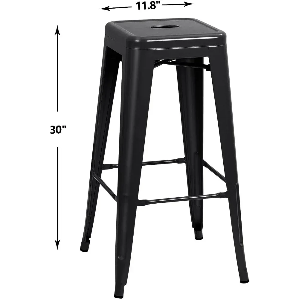 30 Inches Metal Bar Stools Bar Height High Backless Stools Indoor Outdoor Stackable Kitchen Stools Set of 4