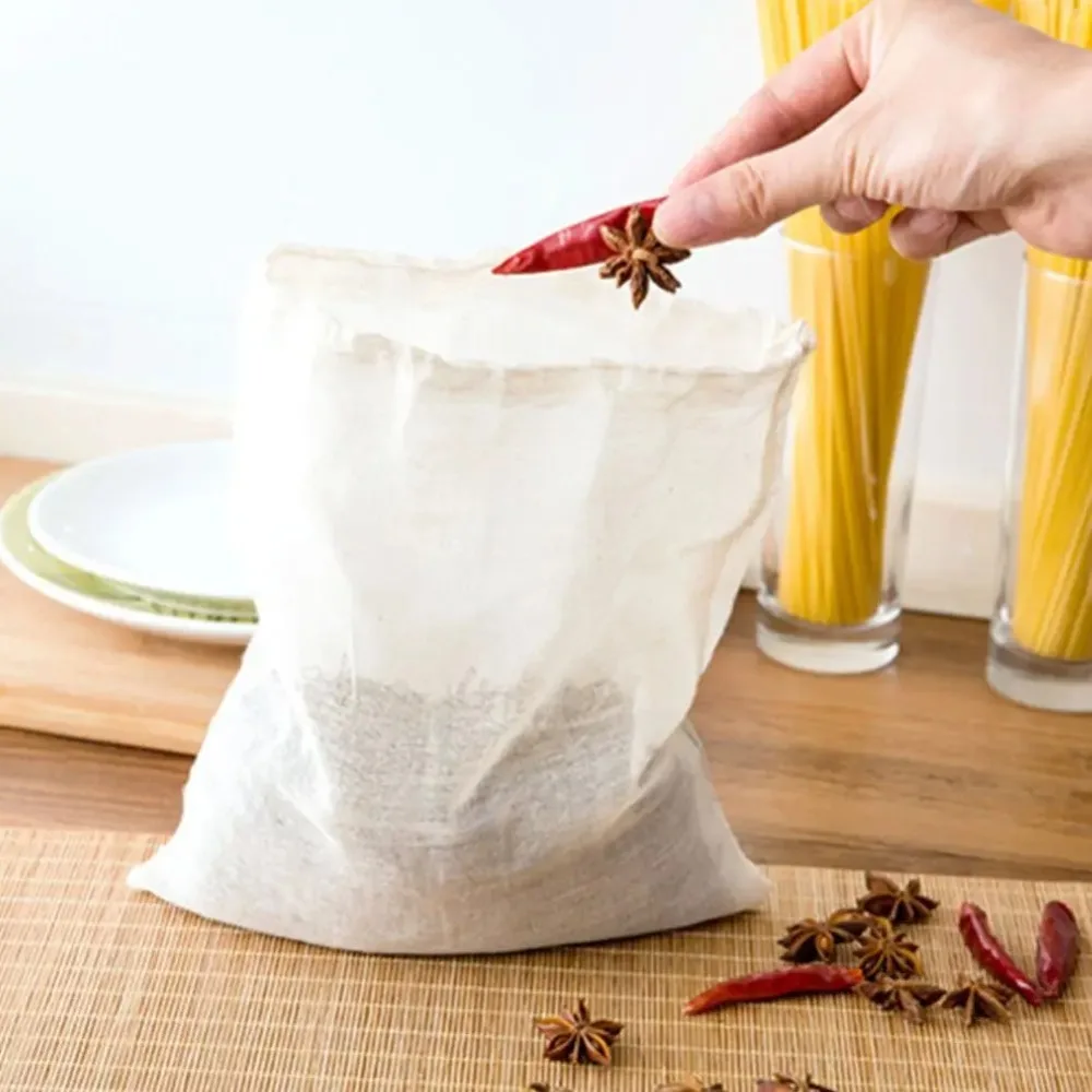 2026 Cotton Cloth Bag Reusable Locking Spice Strainer Mesh Filter Chinese Medicine Herbal Ball Cooking Tools Colander Soup Tea