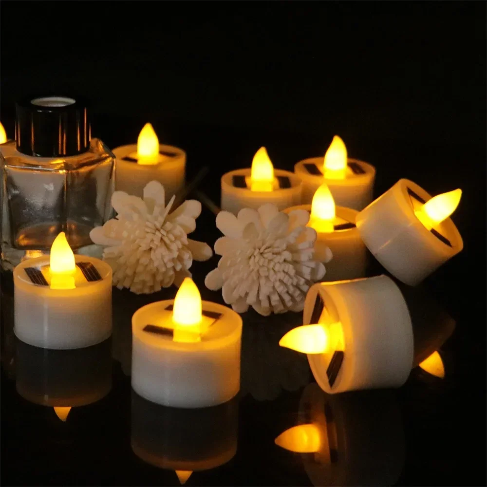 Solar-LED-Flammenlose Kerzen, wasserdichte wiederaufladbare Lichter für Gartenpartys im Freien, Halloween-Geschenk, Tag der Toten, Dekoration – Detail 5