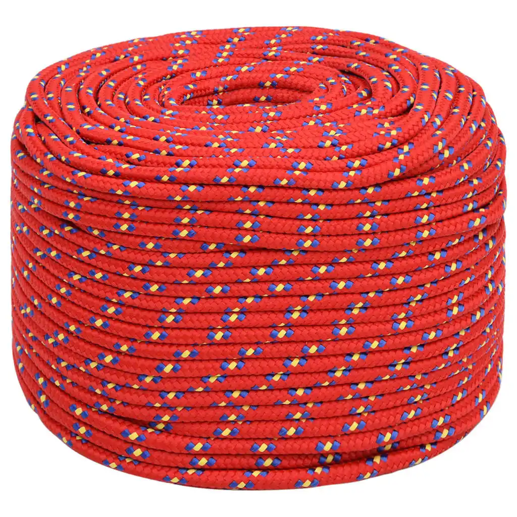 8mm Red Polypropylene Boat Rope - 250m, Durable for Sailing, Boating & Multiple Outdoor Uses