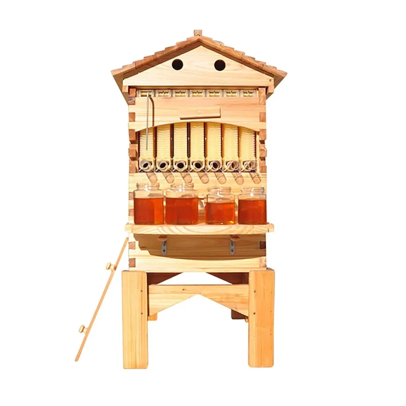 Auto Flow Beehive with Bracket Beekeeping Equipment for Honey Production Durable Automatic Harvesting 7pcs Flow Frame, Custom