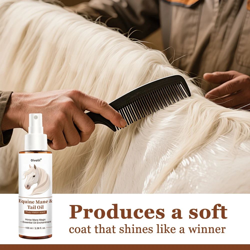 Horse Hair Care Oil Shiny Coat Mane Tail Growth Natural Plant Ingredients Detangler Conditioner Treatment Grooming All Breeds view 3