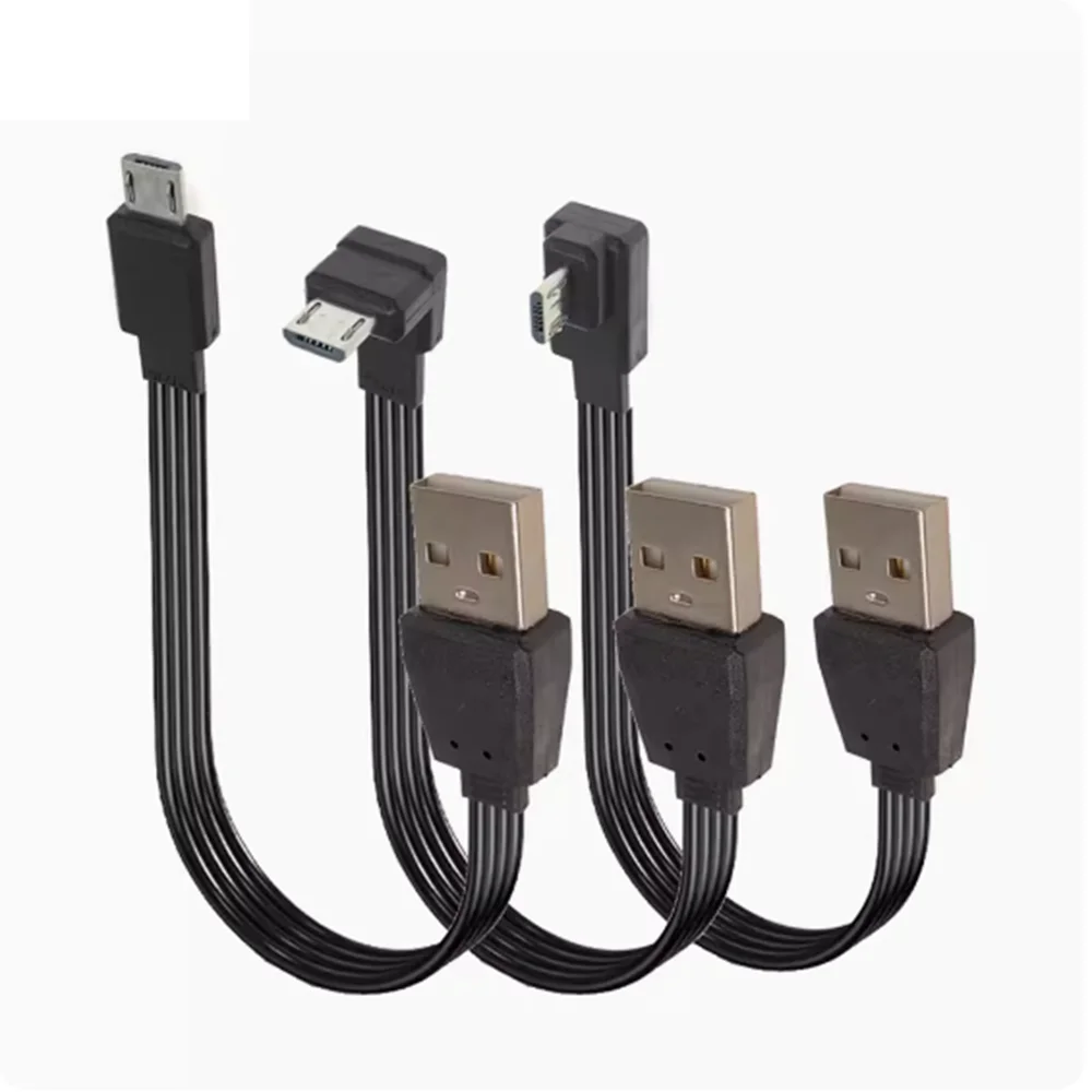 Micro USB data charging line, offline, left and right bending MicroUSB Android phone flat universal data cable 0.1M-1M