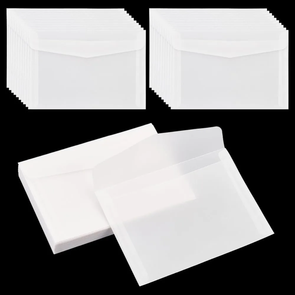 50pcs Translucent Envelopes 6.9x 4.9\'\'/17.5x12.5cm Glassine Envelopes White Clear Paper Envelopes Tissue Seed Envelopes for