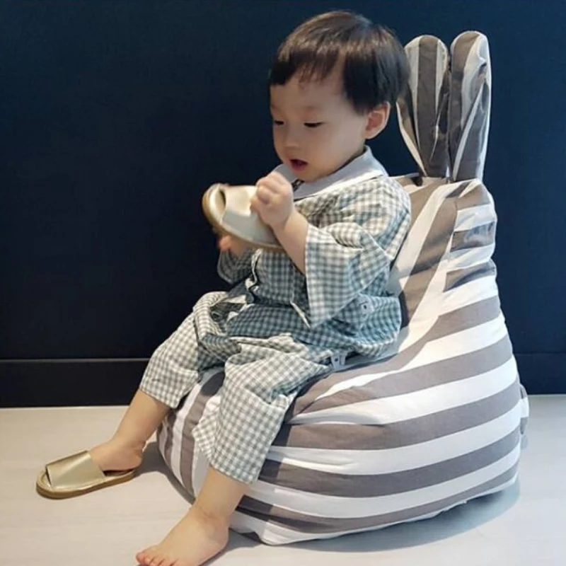 

INS милые кроличьи уши детский ленивый диван-табурет полосатый мешок-погремушка съемная моющаяся мебель декор комнаты реквизит для фотосъемки