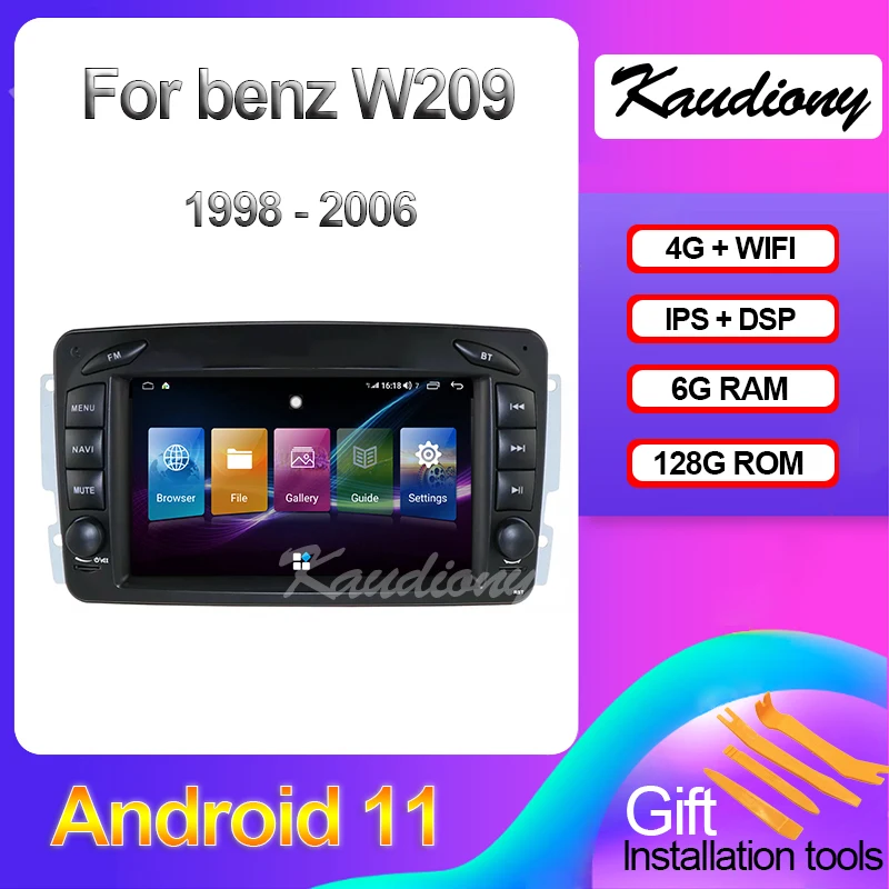 Kaudiony Android 11 For Mercedes Benz CLK W209 W203 W463 W208 Auto Radio GPS Navigation Car DVD Player 4G Stereo DSP 1998-2006