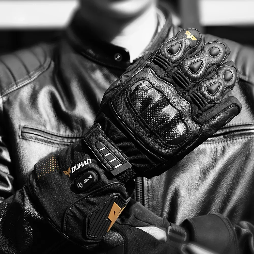 

Leather Heated Motorcycle Gloves Winter Touch Screen Ski Camping Heated Gloves Battery Powered Waterproof Motorcycle Motorbike