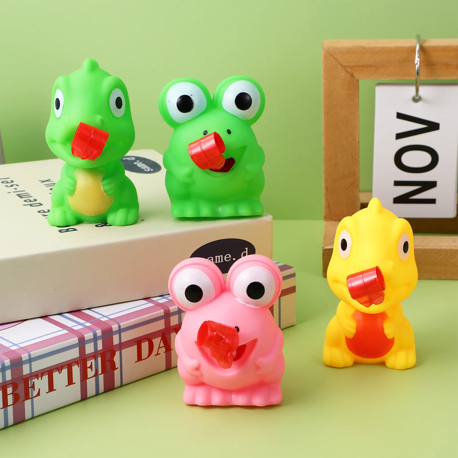 

6 pcs Squeeze Frogs Dinosaur Stress Relief Funny Squishy Popping Frog Anger Relief Soft Vibrant Colors Kids Party Favors Office