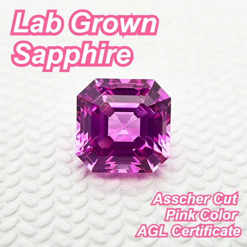 

Hot Sale Lab Grown Sapphire Asscher Cut Pink Color DIY Charms Jewelry Making Main Materials Selectable Certificate