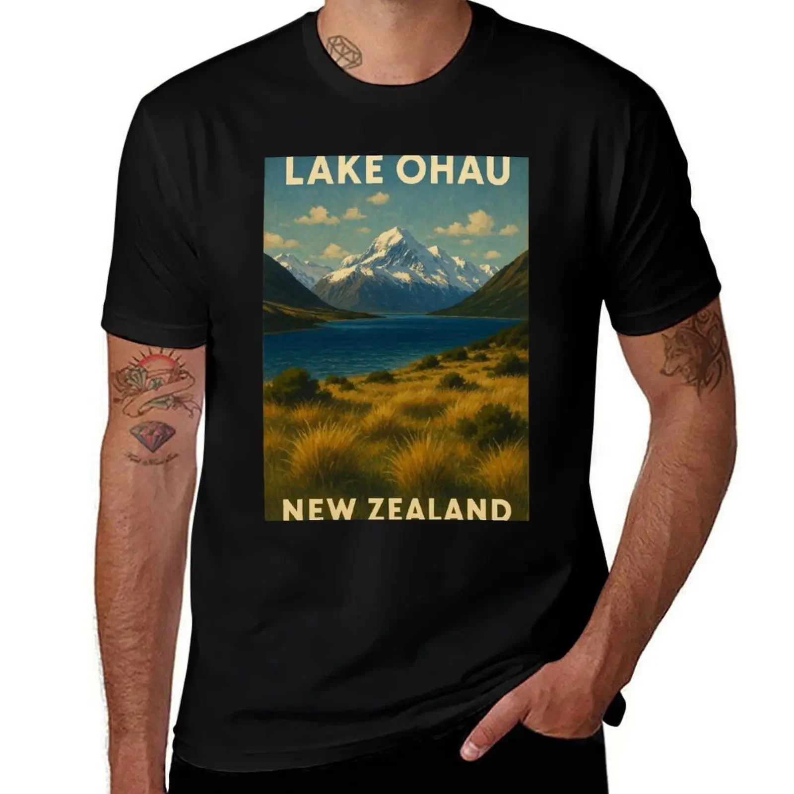 

Lake ōhau with Southern Alps in Background T-Shirt custom t-shirts football t shirt kawaii clothes oversizeds mens t shirts