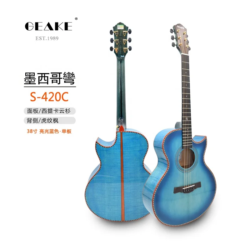 

Handmade wholesale Koa wood acoustic guitar 38 inch high quality Geake S-420C