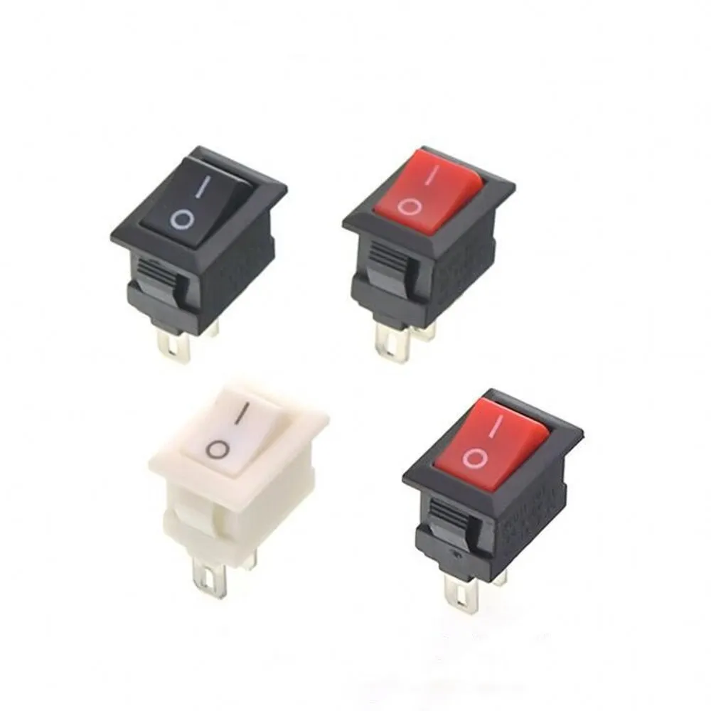 100Pcs Push Button Switch 10x15mm SPST 2Pin 3A 250V KCD11 Snap-in on/Off Rocker Switch 10MM*15MM Black Red and White