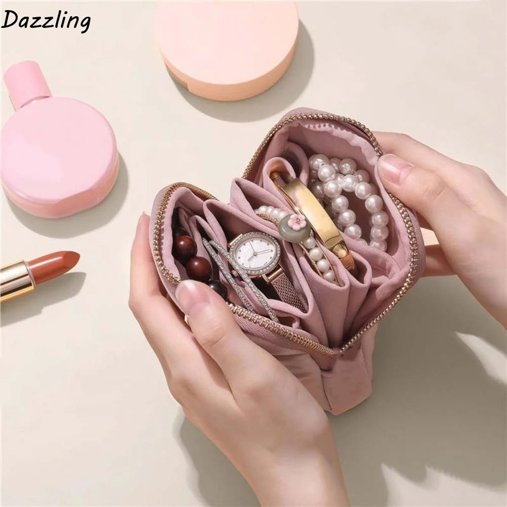 Magnetic Detachable Magnetic Jewelry Case Two in One Double Layer Travel Jewelry Organizer Scratch Resistant Secure Zipper